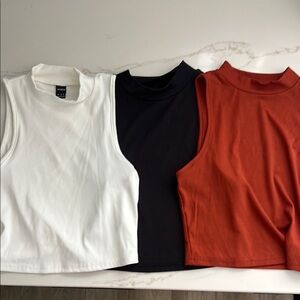 H&M Black and White Fitted Crop Tank Tops